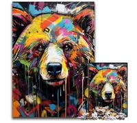 Rompecabezas de 1000 Piezas de Grafiti de Oso Pardo para Adultos. Rompecabezas imposibles para Adultos navideño y decoración del hogar. 26x38cm/10,23x14,96 Pulgadas.
