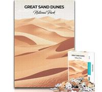 Rompecabezas de 1000 Piezas de Great Sand Dunes para Adultos, Juguetes educativos para el Aprendizaje, Juegos Familiares con póster a Juego y Hoja de Trivia de 50x75cm
