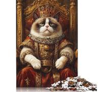Rompecabezas de 1000 Piezas de Grumpy Cat King, Rompecabezas de Papel para Adolescentes, Rompecabezas Divertidos de 1000 Piezas (75 x 50 cm)