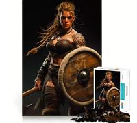 Rompecabezas de 1000 Piezas de guerrera vikinga para Adultos Juego Mental Divertido con tecnología Avanzada de Corte láser Un desafío entretenido para Pasar el Tiempo (38x26cm)
