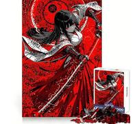 Rompecabezas de 1000 Piezas de Guerrero Anime Rojo con Katana para Adolescentes Juguete de lógica Mental Corte Firme y silencioso Artículo de Santa Claus (38x26cm)