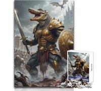 Rompecabezas de 1000 Piezas de Guerrero caimán con Armadura Dorada, Juguete Intelectual, Juego de Aprendizaje Educativo, Regalo de Amigo Secreto, tamaño 50x75cm