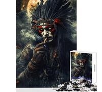 Rompecabezas de 1000 Piezas de Guerrero Nativo Americano Juguetes para armar Regalos de Amigo Secreto Juego Educativo con Piezas aleatorias Que se entrelazan (tamaño 50x75cm)