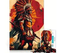 Rompecabezas de 1000 Piezas de Guerrero Nativo Americano para Adultos Juguete de lógica Clara, Divertido y Relajante Corte Perfecto Regalo Elegante (50x75cm)