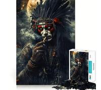 Rompecabezas de 1000 Piezas de Guerrero Nativo Americano para Adultos y Adolescentes Juguete de lógica Clara para Relajarse Corte Artículo de Santa Claus (38x52cm)