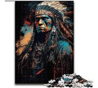 Rompecabezas de 1000 Piezas de Guerrero Nativo Americano. Rompecabezas de 1000 Piezas para Adultos. Un desafío para Adolescentes y familias (tamaño 26x38cm).