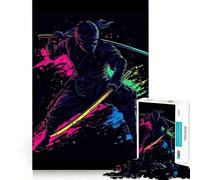 Rompecabezas de 1000 Piezas de Guerrero Ninja Neón con Espadas para Adultos, Retirada de Rompecabezas, Actualización, Tranquilo, Calma, Corte Claro, Regalo Premium (38x26cm)