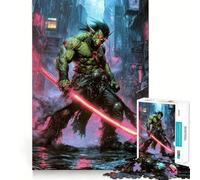 Rompecabezas de 1000 Piezas de Guerrero orco Cyberpunk de Shadowrun con Katana Brillante para Adolescentes Juguete de lógica Clara Pasatiempo Tranquilo Corte Perfecto Regalo clásico 38x26cm