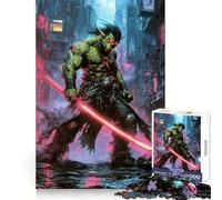 Rompecabezas de 1000 Piezas de Guerrero orco Cyberpunk de Shadowrun con Katana Brillante para Adolescentes Juguete de lógica Clara Pasatiempo Tranquilo Corte Perfecto Regalo clásico 38x26cm