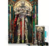 Rompecabezas de 1000 Piezas de Guerrero paladín en vitral para Adolescentes Refuerza la Memoria, Proporciona Momentos de Paz y es un Regalo clásico de Calidad (38x52cm)