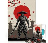 Rompecabezas de 1000 Piezas de Guerrero samurái con Katana y pagodas para Adultos Juguete Inteligente para el hogar Disfrute de Bordes Afilados Artículo de Santa Claus (38x26cm)