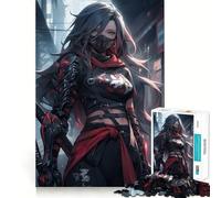 Rompecabezas de 1000 Piezas de Guerrero samurái Cyberpunk para Adolescentes, Juguete de lógica Fuerte, Tiempo Sereno, Borde Transparente, Regalo Creativo (38x26cm)