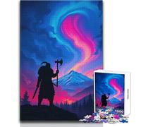 Rompecabezas de 1000 Piezas de Guerrero Vikingo bajo la Aurora, Juguete, Juego Intelectual, Aprendizaje, Regalo Educativo para cumpleaños, tamaño 50x75cm