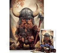 Rompecabezas de 1000 Piezas de Guerrero Vikingo de Dibujos Animados con Hacha para Adultos Ejercicio Mental, Entretenimiento Agradable, Cierre Seguro, (38x52cm)