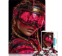 Rompecabezas de 1000 Piezas de Guerreros de Neón para Adultos, desafiantes Juegos Familiares, Juguetes para Decorar la Pared del hogar (38x26cm)