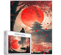 Rompecabezas de 1000 piezas de guerreros y templos antiguos para adultos, árbol de Sakura y pétalos, rompecabezas artístico, rompecabezas colorido para decoración del hogar, regalos, rompecabezas