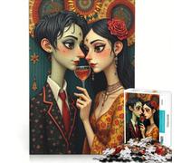 Rompecabezas de 1000 Piezas de Gustav Klimt y Tim Burton, Juego Familiar, Montaje de Patrones, con Piezas de Formas aleatorias Que encajan Perfectamente 38x26cm