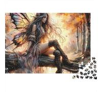 Rompecabezas de 1000 Piezas de Hada de Otoño Sentada con Alas de Mariposa para Adultos. Juego Educativo. Hermosa Decoración. Difícil y Desafiante. Ideal para Cumpleaños de Hombres y Mujeres. 52x38cm.