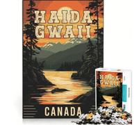 Rompecabezas de 1000 Piezas de Haida Gwaii en Canadá, Juegos Familiares, Regalo de cumpleaños, con póster y Hoja de Preguntas a Juego 38x26cm