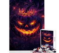 Rompecabezas de 1000 Piezas de Halloween Calabaza Rey Juguete para decoración de Pared Gran Regalo para Juegos Juego Educativo con Piezas Completamente entrelazadas de Forma aleatoria tamaño 38x26cm