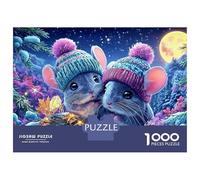 Rompecabezas de 1000 Piezas de hámster Acogedor, Ratones con Sombreros de Invierno para Adultos, Juego Educativo, Hermosa decoración, desafío, Alta dificultad de cumpleaños, 52 x 38 cm