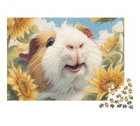 Rompecabezas de 1000 Piezas de hámster con Girasoles. para Adultos a Partir de 12 años. Juego Educativo. Decoración del hogar. Difícil. Regalo de cumpleaños. 70 x 50 cm / 1000 Piezas.