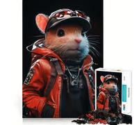 Rompecabezas de 1000 Piezas de hámster Cyberpunk neón para Adultos, Juguete de lógica, diseño Relajante y Divertido, Regalo de Papá Noel (50x75cm)
