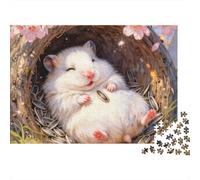 Rompecabezas de 1000 Piezas de hámster: Hámster durmiendo en su Nido. para Adultos de 12 años en adelante. Juego Educativo. Decoración del hogar. Difícil y desafiante. 52 x 38 cm