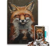 Rompecabezas de 1000 Piezas de Happy Fox Bebiendo té, Juguete Educativo para niños de 14 años o más, 50x75cm