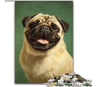 Rompecabezas de 1000 Piezas de Happy Pug para Adolescentes, un desafío difícil y antiestrés para Decorar el hogar a Partir de 14 años (26x38cm)