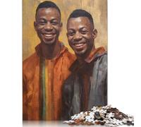 Rompecabezas de 1000 Piezas de Hermanos afroamericanos Pintados, Rompecabezas para Adultos, Rompecabezas de dificultad Alta, Juego Educativo, Juguete para decoración Familiar (38 x 26 cm)