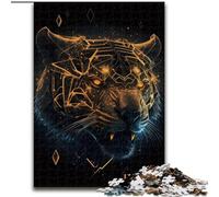 Rompecabezas de 1000 Piezas de Hermoso Tigre de Madera, decoración hogar o la Oficina, Ideal, 50x75cm, decoración artística DIY, Regalo de cumpleaños