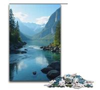Rompecabezas de 1000 Piezas de Hermosos ríos y montañas para Adultos. Rompecabezas de Madera para Toda la Familia (38 x 26 cm).