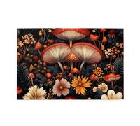 Rompecabezas de 1000 piezas de hongos rojos y flores blancas para adultos, rompecabezas de madera para adultos, regalos para decoración del hogar