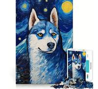 Rompecabezas de 1000 Piezas de Husky Siberiano Van Gogh para Adultos, Juguete de lógica Mental, Alivio de la tensión, Corte Firme, 38x52cm