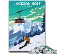 Rompecabezas de 1000 Piezas de Jackson Hole Travel Art para Adolescentes, Ideal para Noches de Juegos, Juguete Colorido para el hogar, 1000 Piezas (26x38cm)