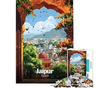 Rompecabezas de 1000 Piezas de Jaipur India ︰ Paisaje Urbano a través de un Arco Juego Familiar Que desafía la Inteligencia Cerebral Juguetes adictivos Gran Regalo para los Amantes Que mejoran