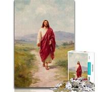 Rompecabezas de 1000 Piezas de Jesús Caminando por el Camino para Adolescentes, Ideal para aliviar el estrés y fomentar el Amor en Pareja 38x26cm