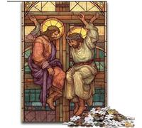 Rompecabezas de 1000 Piezas de Jesús con vitrales Difícil de completar, Pero Divertido y Divertido Regalo de cumpleaños, decoración de Pared (26x38cm)