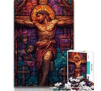 Rompecabezas de 1000 Piezas de Jesús con vitrales para Adultos y Adolescentes Un desafío difícil y antiestrés Toda la Familia 75x50cm