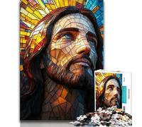 Rompecabezas de 1000 Piezas de Jesús con vitrales Rompecabezas de 1000 Piezas para Adultos y Adolescentes Entrena tu Cerebro y Tus Manos Regalos para Amigos y Familiares 50x75cm