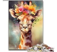 Rompecabezas de 1000 Piezas de Jirafa bebé de Colores de Madera, Divertido Juego de ingenio para el hogar 50x75cm, Ideal para Adolescentes, Fiestas