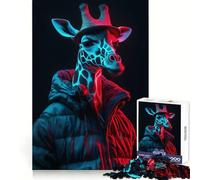 Rompecabezas de 1000 Piezas de Jirafa Cyberpunk neón para Adultos Desarrolla la Capacidad Mental y entretiene Bordes precisos (38x52cm)
