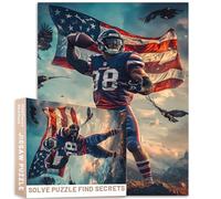Rompecabezas de 1000 piezas de jugador de fútbol patriótico con escena patriótica de las águilas de montaña con iluminación cinematográfica de 27 x 20 pulgadas, 50 x 70 cm, brillante, 8 K, suave, alto