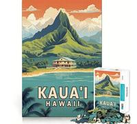 Rompecabezas de 1000 Piezas de Kauai,Hawái Ideal para Viajes,para divertirse,ejercitar la Mente y Tener un Momento de Paz Pieza de Arte navideña (50x75cm)