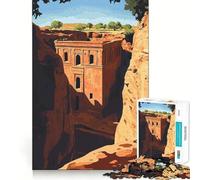 Rompecabezas de 1000 Piezas de la Antigua Iglesia de Roca para Adultos Diversión y Entrenamiento Mental Corte de precisión Bordes Lisos Actividad Absorbente para Noches tranquilas (38x26cm)
