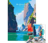 Rompecabezas de 1000 Piezas de la Bahía de Ha Long Juego Familiar desafío para la Inteligencia Cerebral Juguetes adictivos Gran Regalo para Juegos Que mejoran la Memoria (tamaño 38x52cm)