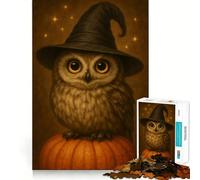 Rompecabezas de 1000 Piezas de la Bruja Búho sobre Calabaza para Adultos Juguete cognitivo para Fortalecer los Lazos afectivos Ideal para armar Artículo de Santa Claus (38x26cm)