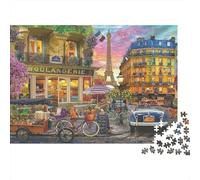 Rompecabezas de 1000 Piezas de la Calle de París con Vista al Café Eiffel. para Adultos Mayores de 12 años. Juegos educativos. Decoración del hogar. Desafío de Alta dificultad. para. Regalo 70x50cm