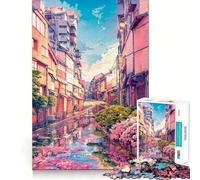 Rompecabezas de 1000 Piezas de la Calle Dulce de Chiyoda para Adolescentes Diversión tamaño Uniforme Piezas precisas Actividad Relajante para Grupos en Interiores (38x52cm)